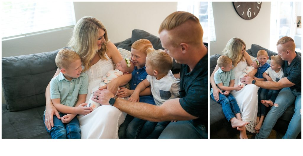 family of six newborn photos in Redlands California